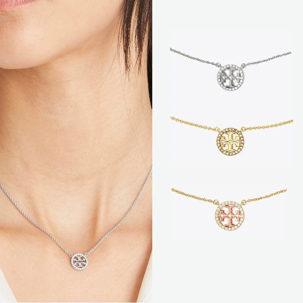 Tory Burch Double Gold Plated Pendant Necklace